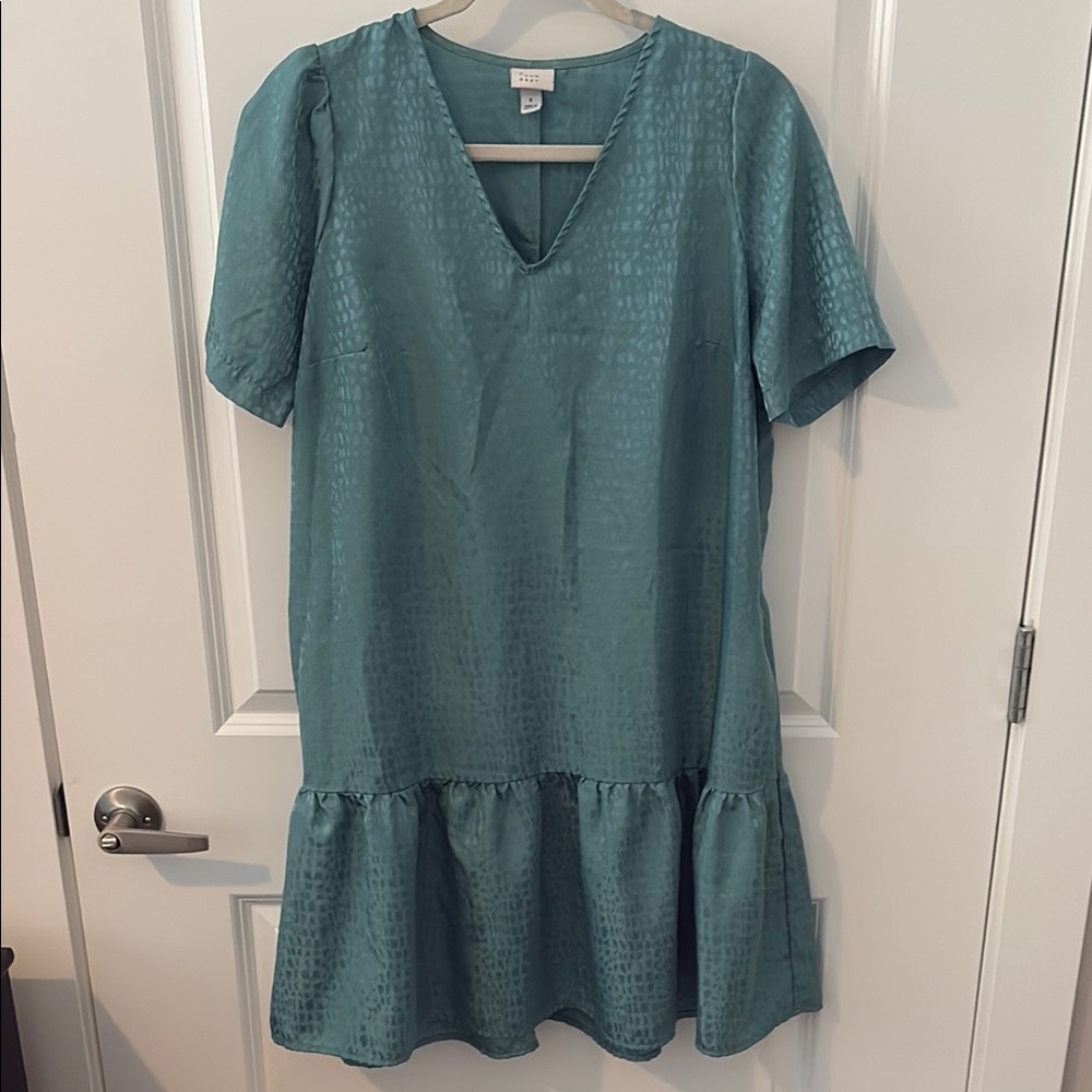 a new day Teal Drop Waist Dress with a Ruffle Hem Dress